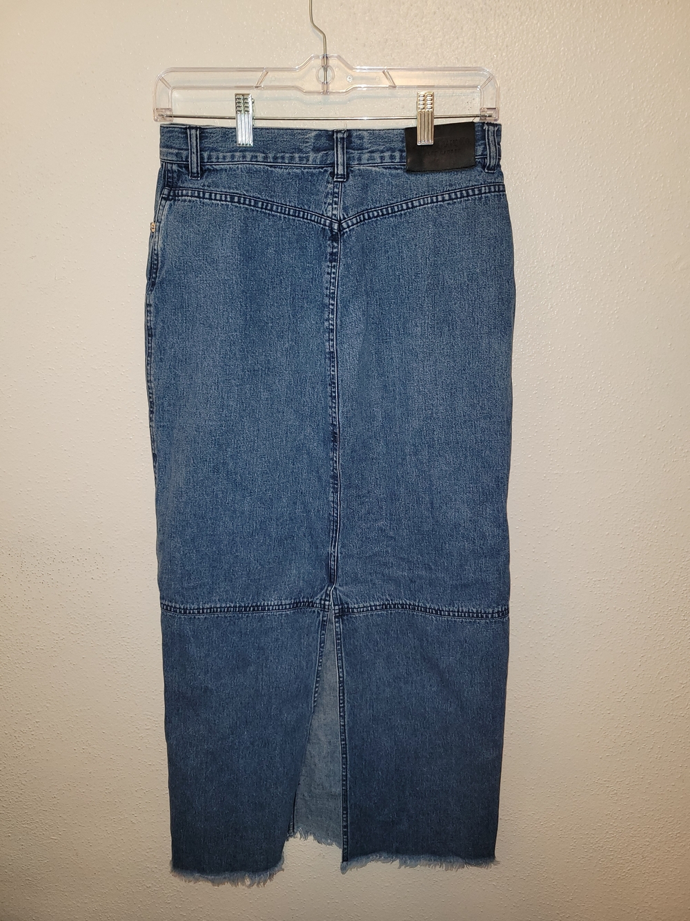 Lauren Jeans Co Ralph Lauren Denim Midi Skirt Raw Hem Blue Size 4 - Picture 6 of 8